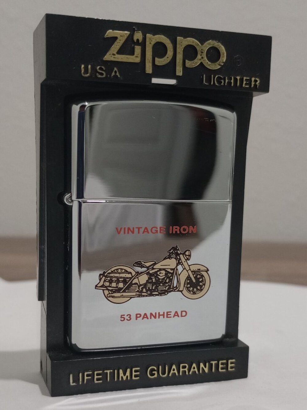 VINTAGE 90s ZIPPO IRON 53 PANHEAD MOTORCYCLE LIGHTER UNFIRED (NOS)